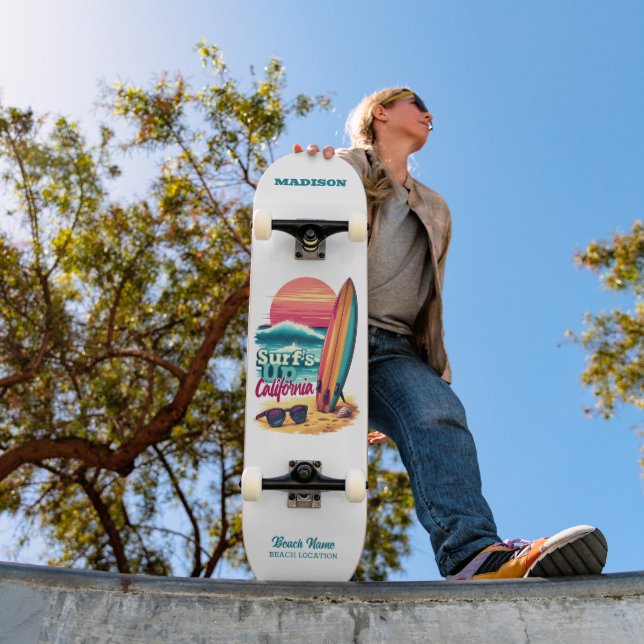 Individuelle Name / Text California Surfen Skateboard (Außen 1)