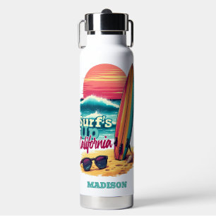 Individuelle Name / Text California Surfen Trinkflasche