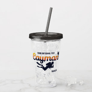 Individuelle Name & Text Cayman Islands Scuba Dive Acryltrinkbecher