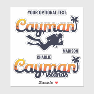 Individuelle Name & Text Cayman Islands Scuba Dive Aufkleber