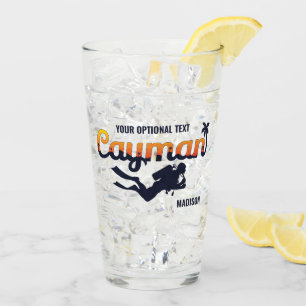 Individuelle Name & Text Cayman Islands Scuba Dive Glas