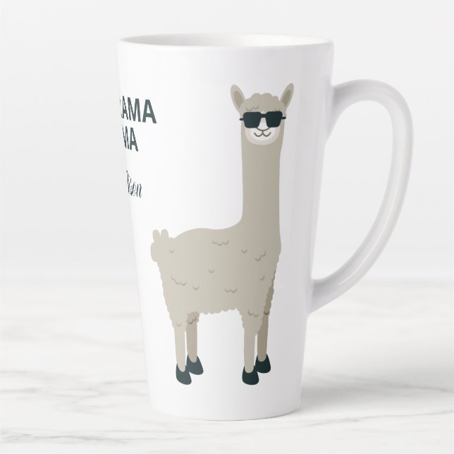 Individuelle Name & Text Cool Llama Latte Tasse (Rechts)