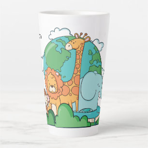 Individuelle Name & Text Earth mit Tieren Milchtasse