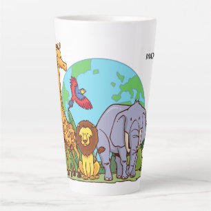 Individuelle Name & Text Earth mit Tieren Milchtasse