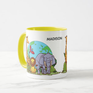 Individuelle Name & Text Earth mit Tieren Tasse