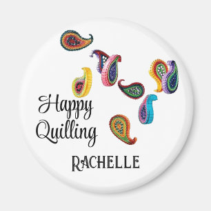 Individuelle Name Text farbig 2.25-in-Quill Paisle Magnet