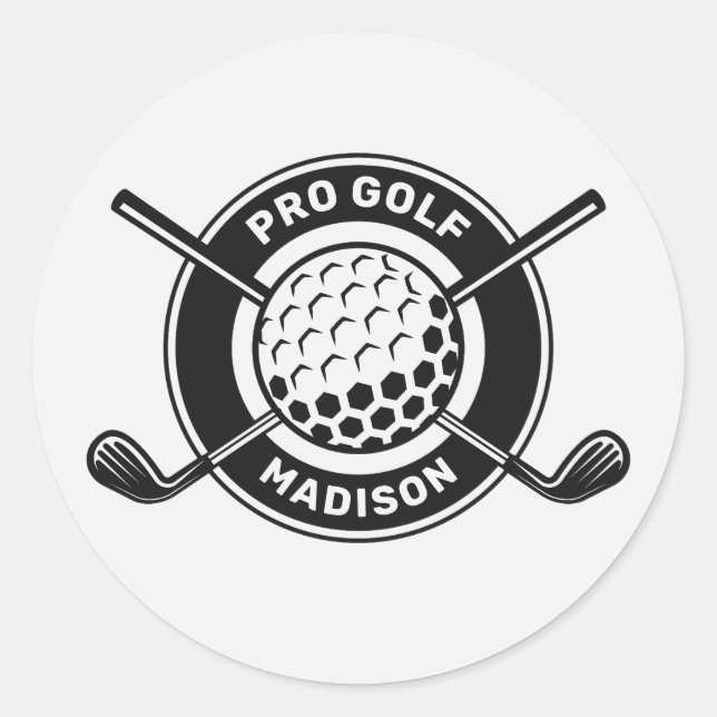 Individuelle Name & Text Golf Runder Aufkleber (Vorderseite)