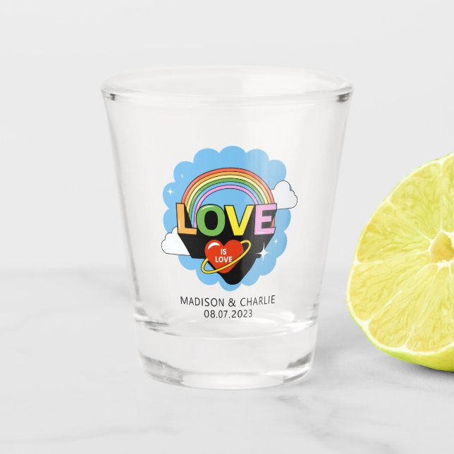 Individuelle Name / Text "Liebe ist Liebe" Schnapsglas (Vorderseite)