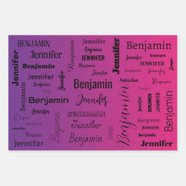 Individuelle Name Text Lila Peach Gradient Geschenkpapier Set