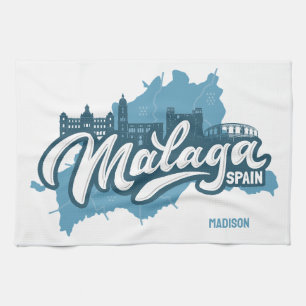 Individuelle Name / Text Malaga Spanien Geschirrtuch