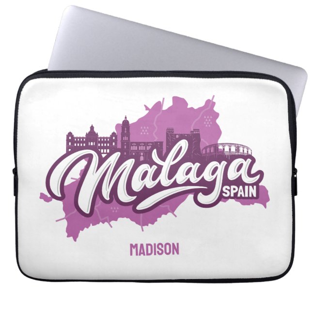 Individuelle Name / Text Malaga Spanien Laptopschutzhülle (Vorderseite)