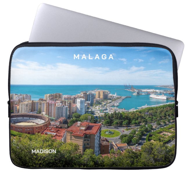 Individuelle Name & Text Malaga Spanien Laptopschutzhülle (Vorderseite)