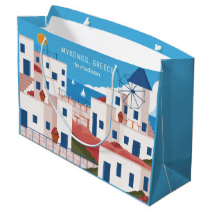 Individuelle Name & Text Mykonos Griechenland Große Geschenktüte