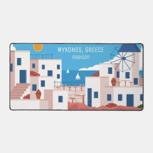 Individuelle Name & Text Mykonos Griechenland Schreibtischunterlage