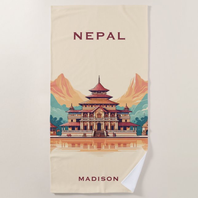 Individuelle Name & Text Nepal Strandtuch (Vorderseite)