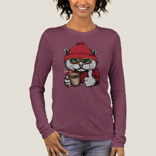 Individuelle Name / Text Niedlicher Kaffee Chat Tri-Blend Shirt