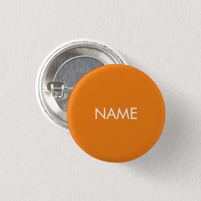 Individuelle Name-Text orange weiß minimalistisch Button (Vorne & Hinten)