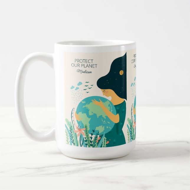 Individuelle Name & Text Planet Erde Mutter Kaffeetasse (Links)