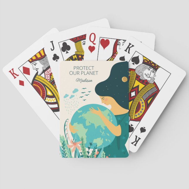 Individuelle Name & Text Planet Erde Mutter Spielkarten (Rückseite)