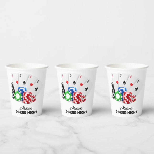Individuelle Name & Text Poker / Casino Pappbecher (Multi)