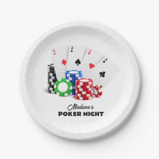 Individuelle Name & Text Poker / Casino Pappteller (Vorderseite)