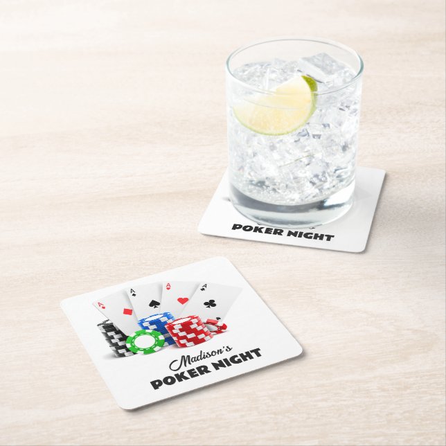 Individuelle Name & Text Poker / Casino Rechteckiger Pappuntersetzer (Vor Ort)