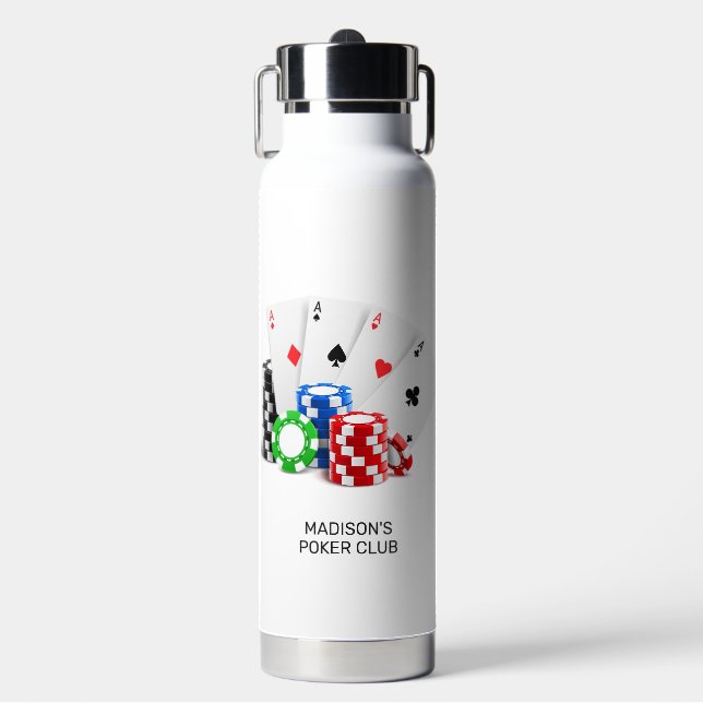 Individuelle Name & Text Poker / Casino Trinkflasche (Vorderseite)