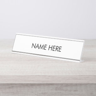Individuelle Name Text Schwarz-weiß elegant minima Schreibtischnamensplakette