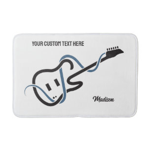 Individuelle Name & Text Stilisierte Gitarre Badematte