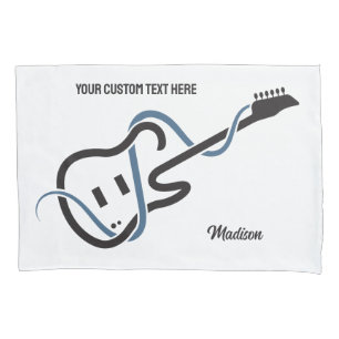 Individuelle Name & Text Stilisierte Gitarre Kissenbezug