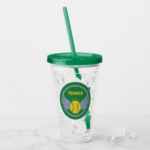 Individuelle Name & Text Tennis Ball mit Flügeln Acryltrinkbecher