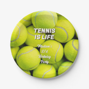 Individuelle Name & Text Tennis Balls Pappteller