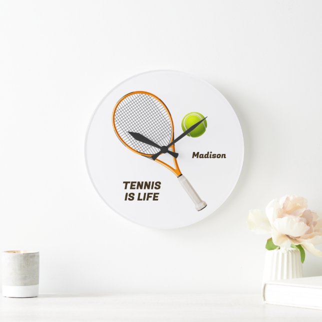 Individuelle Name & Text Tennis Große Wanduhr (Zuhause)