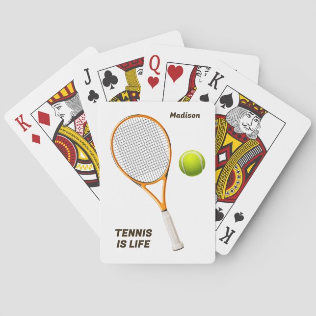 Individuelle Name & Text Tennis Spielkarten (Rückseite)