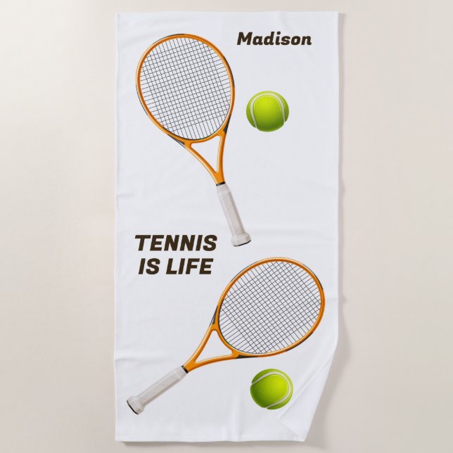 Individuelle Name & Text Tennis Strandtuch (Vorderseite)