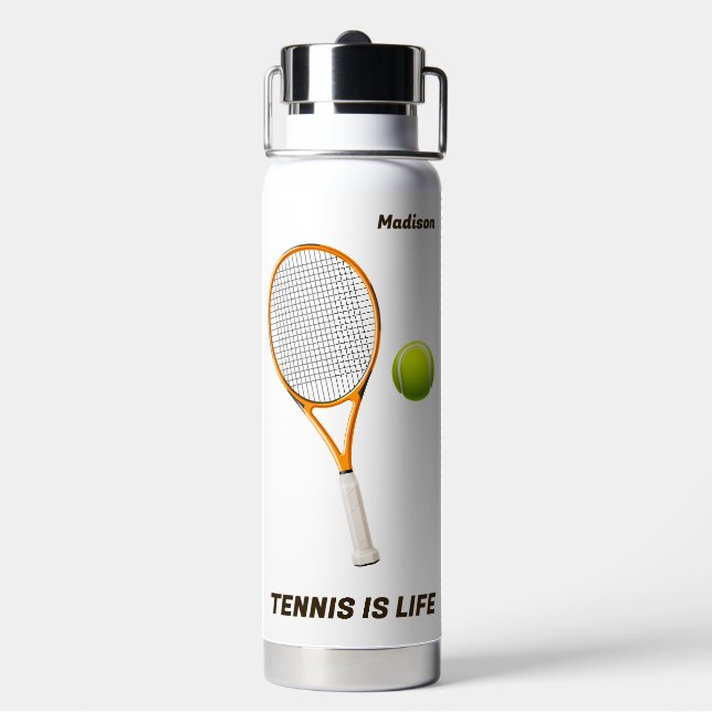 Individuelle Name & Text Tennis Trinkflasche (Hinten)