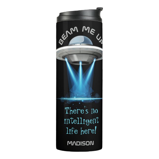 Individuelle Name & Text UFO Spaceshil Thermosbecher (Nach links gedreht)
