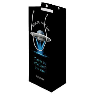 Individuelle Name & Text UFO Spaceshipflasche Gesc Geschenktüte Für Weinflaschen