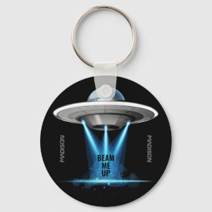 Individuelle Name & Text UFO Spaceshir Schlüsselk Schlüsselanhänger