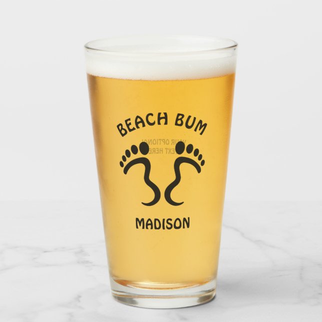 Individuelle Name-, Text- und Color-Beach-Bum Glas (Vorne (Gefüllt))