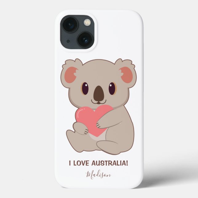 Individuelle Name, Text und Farbe Liebe Koala Case-Mate iPhone Hülle (Rückseite)