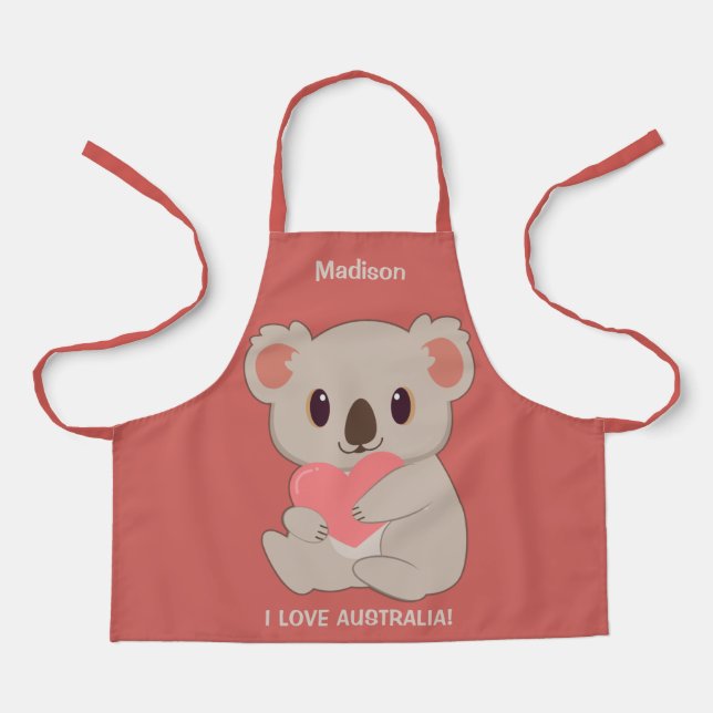Individuelle Name, Text und Farbe Liebe Koala Schürze (Vorderseite)