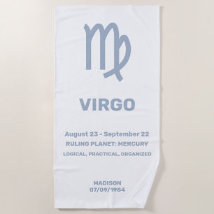 Individuelle Name / Text Zodiac Signage Virgo Strandtuch