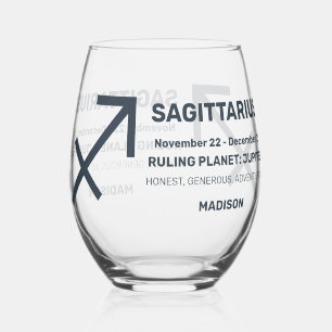 Individuelle Name / Text Zodiac Signature Sagittar Weinglas Ohne Stiel