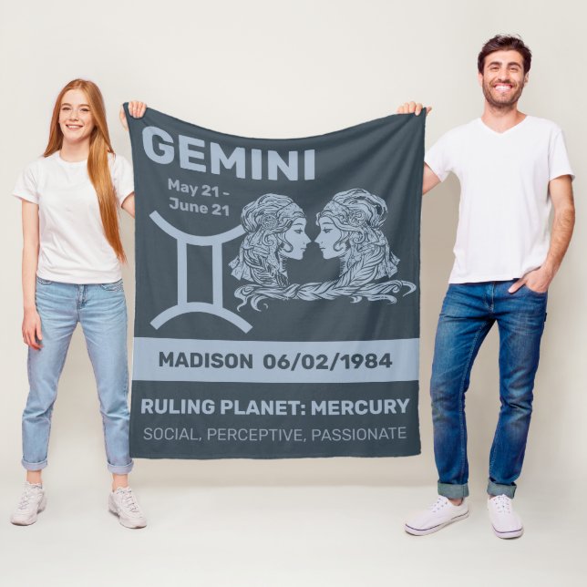 Individuelle Name/Text-Zodiac-Zeichen-Gemini Fleecedecke (Beispiel)