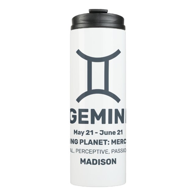 Individuelle Name/Text-Zodiac-Zeichen-Gemini Thermosbecher (Vorderseite)