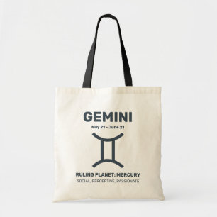 Individuelle Name/Text-Zodiac-Zeichen-Gemini Tragetasche
