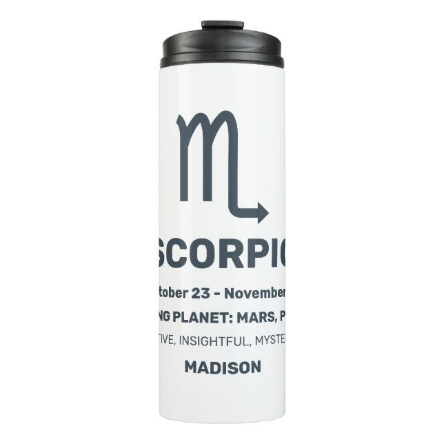 Individuelle Name/Text-Zodiac-Zeichen-Skorpio Thermosbecher (Vorderseite)