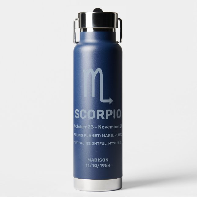 Individuelle Name/Text-Zodiac-Zeichen-Skorpio Trinkflasche (Vorderseite)