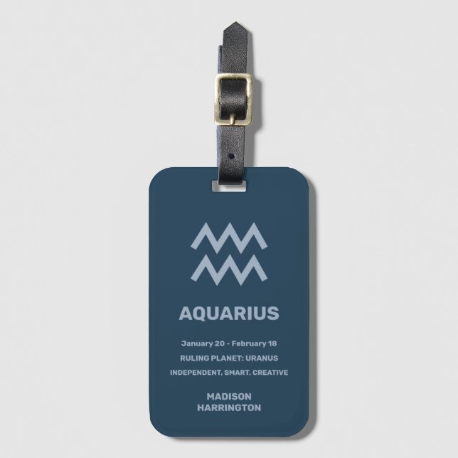 Individuelle Name / Text Zodiac Zeichenaquarius Gepäckanhänger (Vorderseite Vertikal)